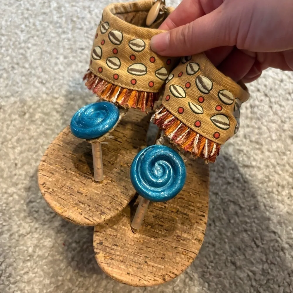 Disney Moana Sandals Sz 11 Tam Blue Stone Kids Dress Up Shoes Tassel